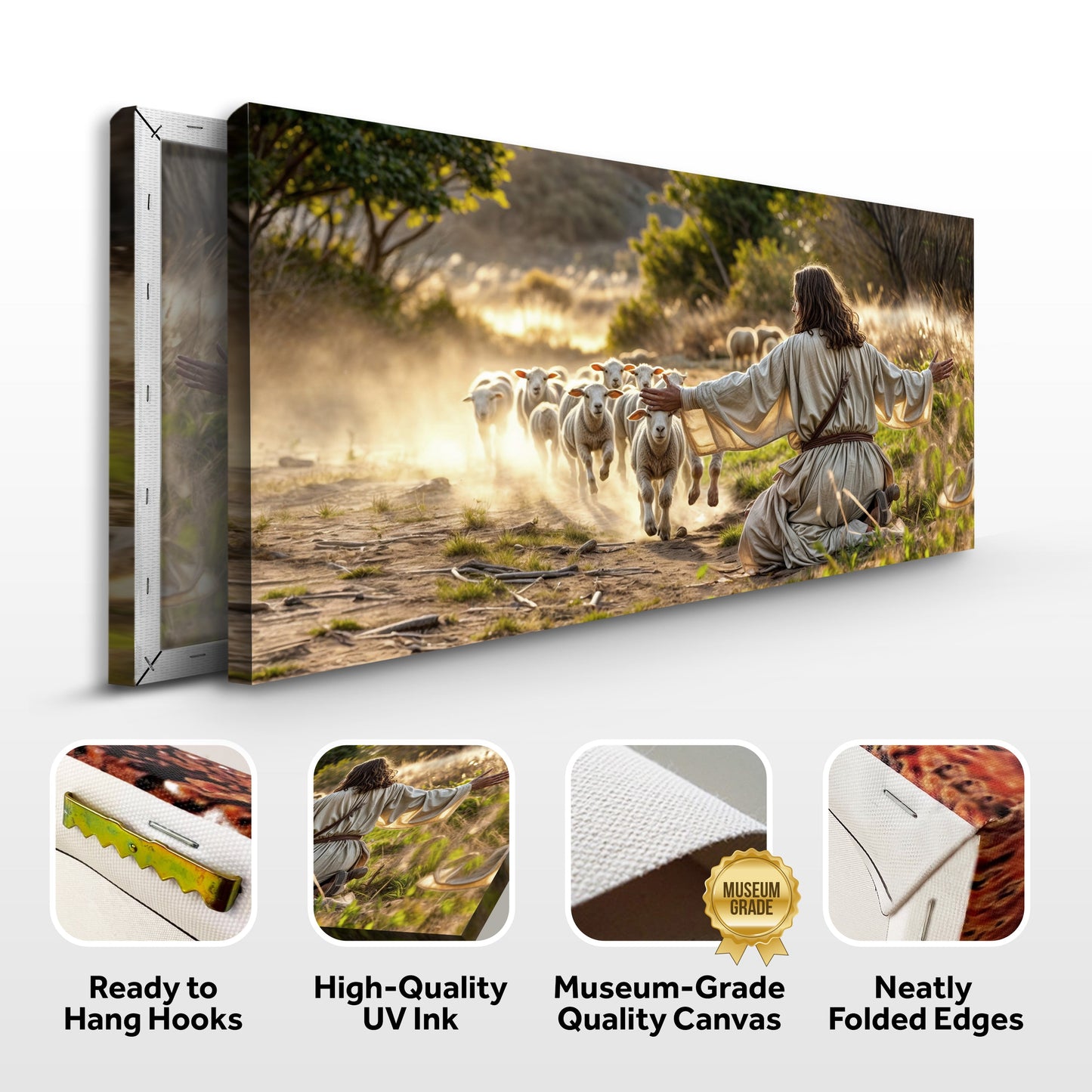 Canvas: Jesus Protects The Lamb From Wolves Faith Wall Art VIII by Tailored Canvases on Tampa Home & Garden Store