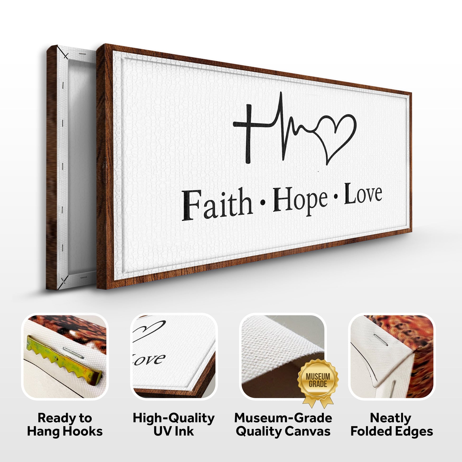 Faith, Hope, Love Faith Wall Art canvas by Tailored Canvases; black typography, wooden frame on Tampa Home & Garden Store