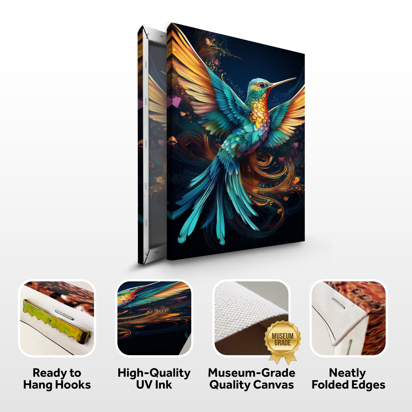 Humming Bird Abstract Wall Art II canvas Tailored Canvases teal orange Crafting Canvas on Tampa Home & Garden Store