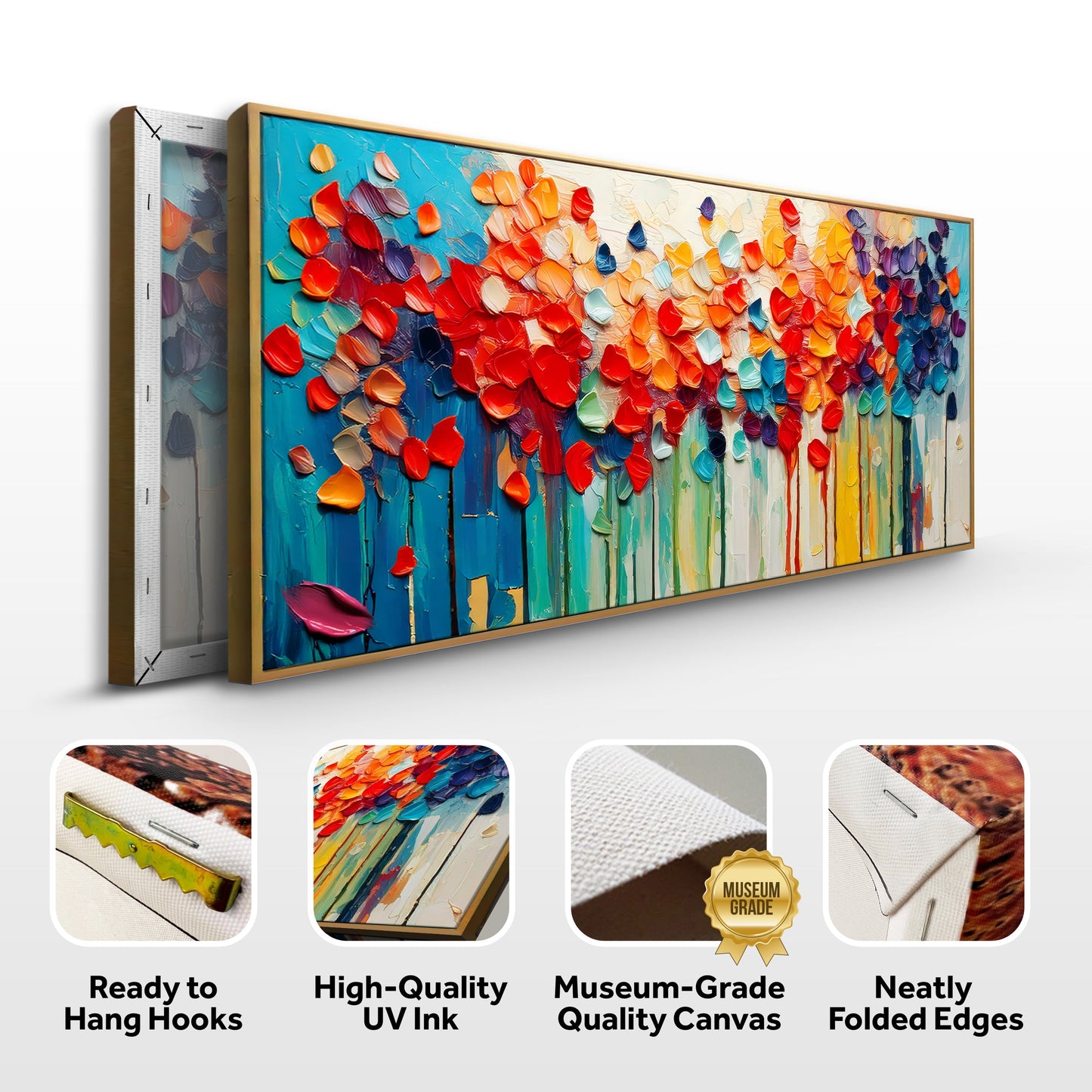 Colorful Petals Wall Art Canvas by Tailored Canvases; vivid petals in red, orange, blue on Tampa Home & Garden Store