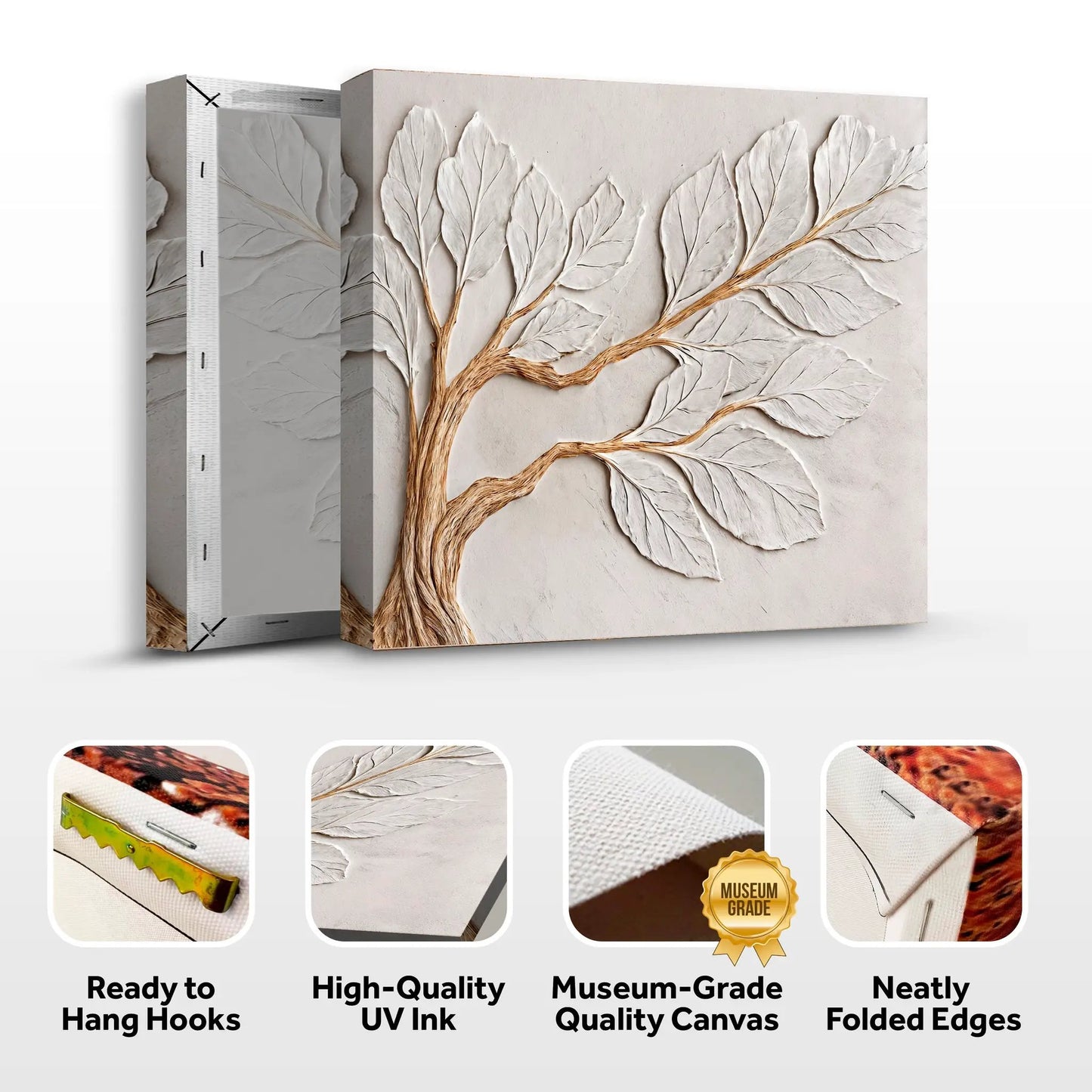 Calm In Ivory Clay Canvas by Tailored Canvases with ivory leaf relief on Tampa Home & Garden Store