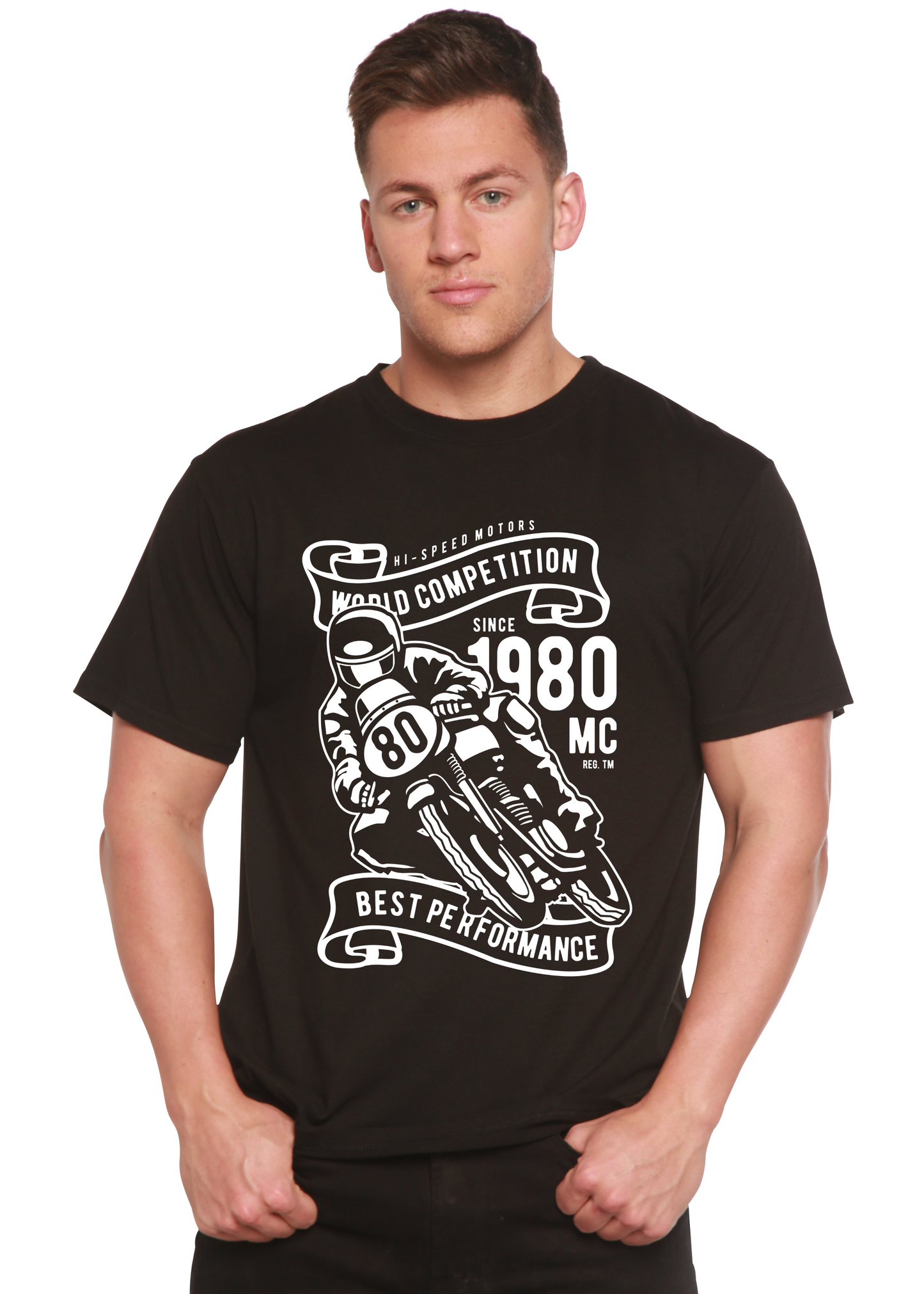World Competition men's graphic T-shirt black bamboo viscose/organic cotton Spun Bamboo print on Tampa Home & Garden Store