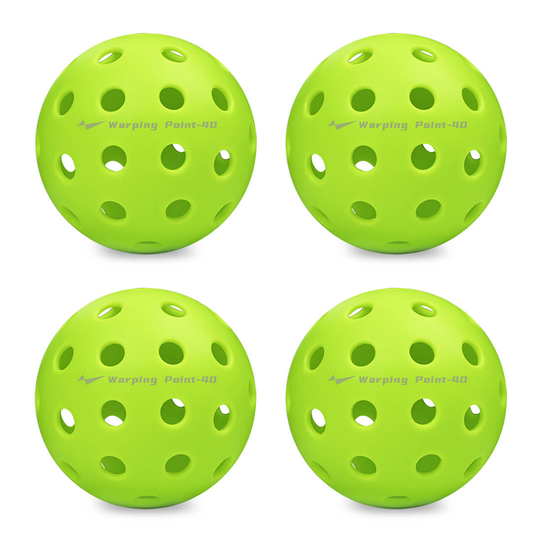 Outdoor practice pickleballs neon green Warping Point 4-pack on Tampa Home & Garden Store