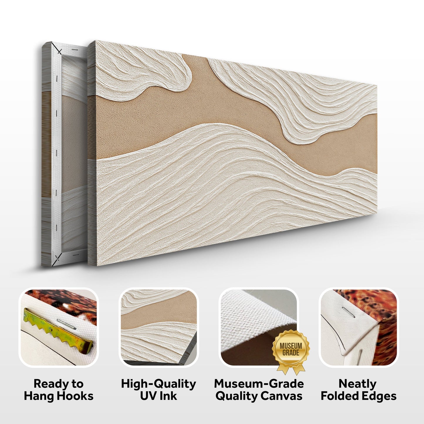 Minimalist Wall Art III canvas by Tailored Canvases; beige and white textured wave design crafting canvas on Tampa Home & Garden Store