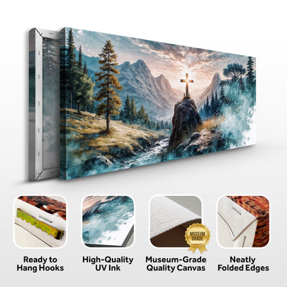 Cross On A Hill Faith Wall Art canvas by Tailored Canvases, mountain landscape with cross on Tampa Home & Garden Store