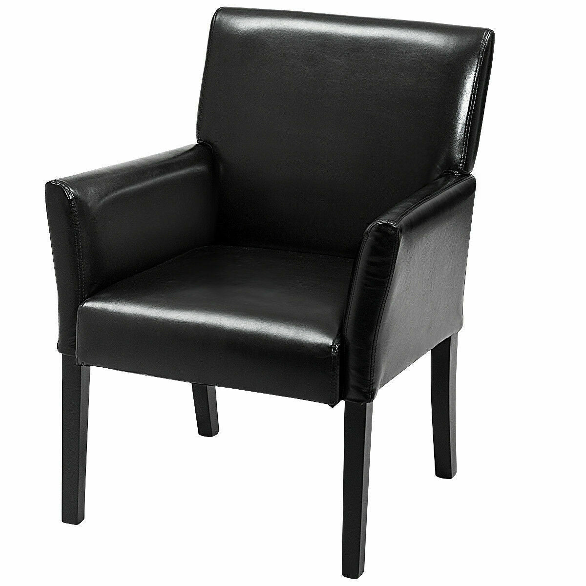 Modern PU Leather Executive Arm Chair by DirectDeals in black, square-leg office chair on Tampa Home & Garden Store