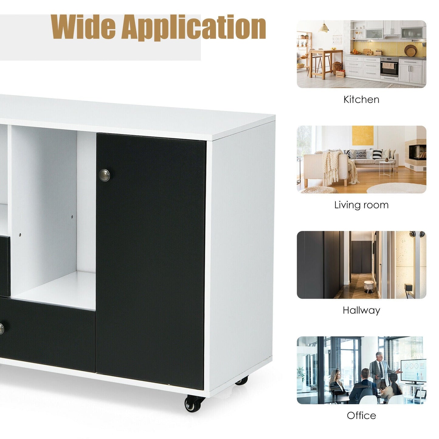 Archivador móvil lateral con 2 cajones - Negro