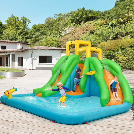 Inflatable Water Park Bounce House with Climbing Wall without Blower - Tampa Home & Garden Store