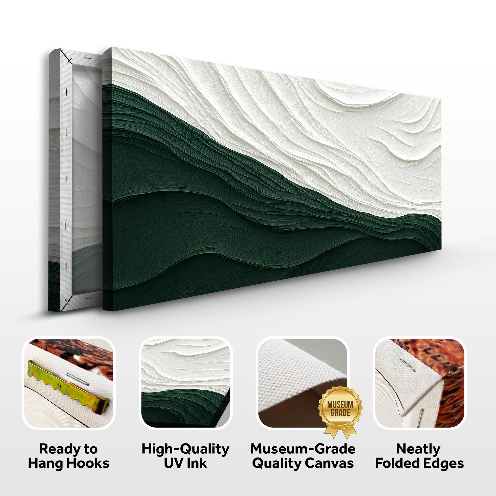 Modern Abstract Minimalist Wall Art IX canvas Tailored Canvases white textured waves over green on Tampa Home & Garden Store