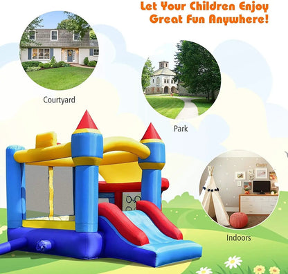 Castle Slide Inflatable Bounce House and Ball Pit