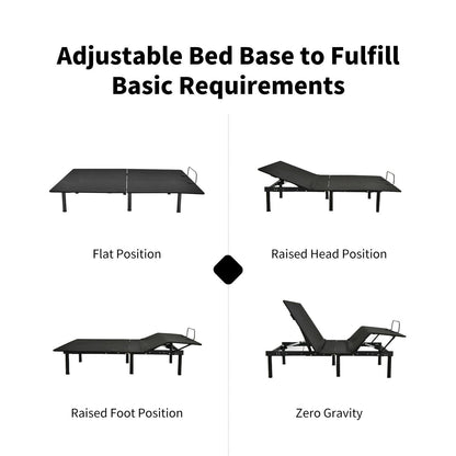 Base de cama ajustable tamaño queen con control remoto inalámbrico