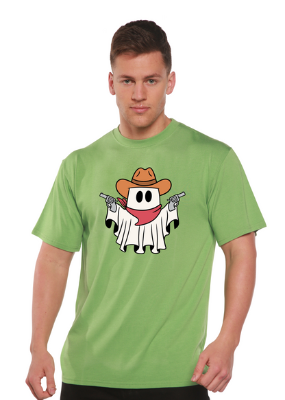 Cowboy Ghost unisex bamboo viscose/organic cotton short sleeve graphic tee light green on Tampa Home & Garden Store