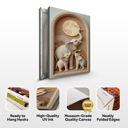 Elephant Harmony Wall Art Canvas by Tailored Canvases beige elephant relief on Tampa Home & Garden Store