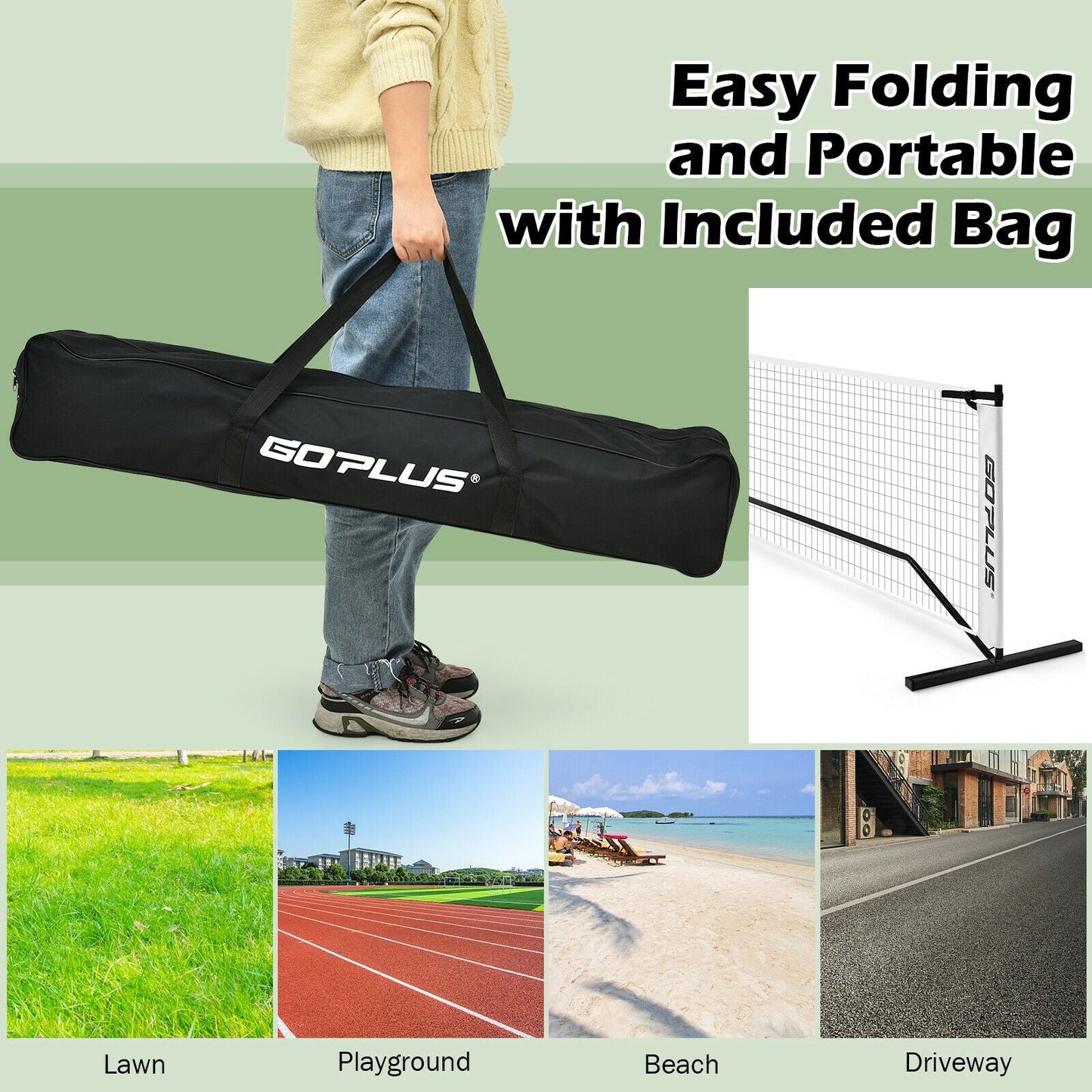 22ft portable pickleball net set with carry bag by Go Plus for indoor outdoor play on Tampa Home & Garden Store