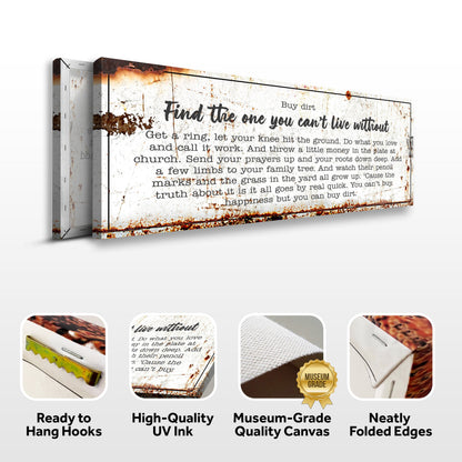 Find The One You Can't Live Without Family Sign canvas Tailored Canvases, rustic white on Tampa Home & Garden Store