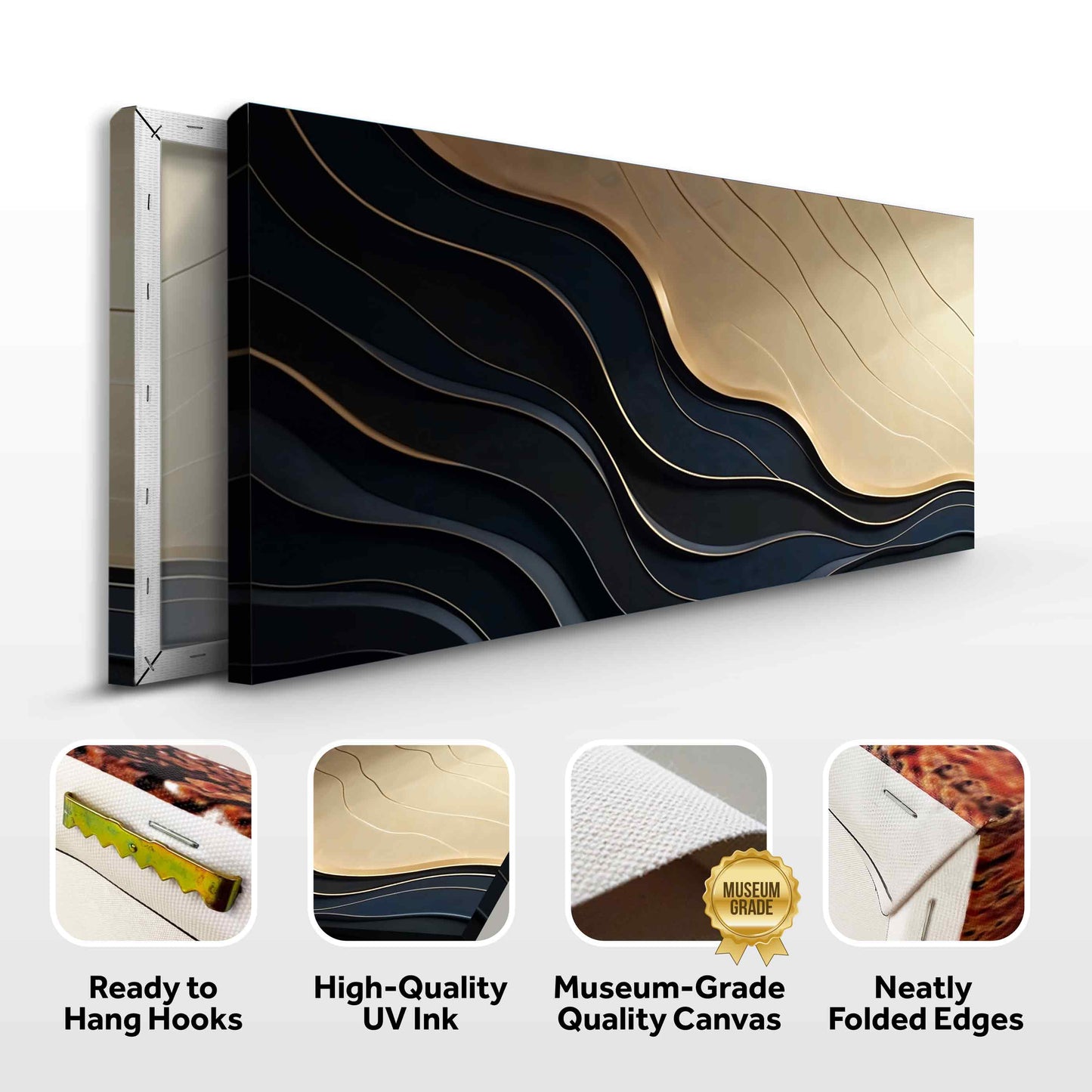 Canvas Black and Gold Minimalist Abstract VII crafting canvas by Tailored Canvases on Tampa Home & Garden Store