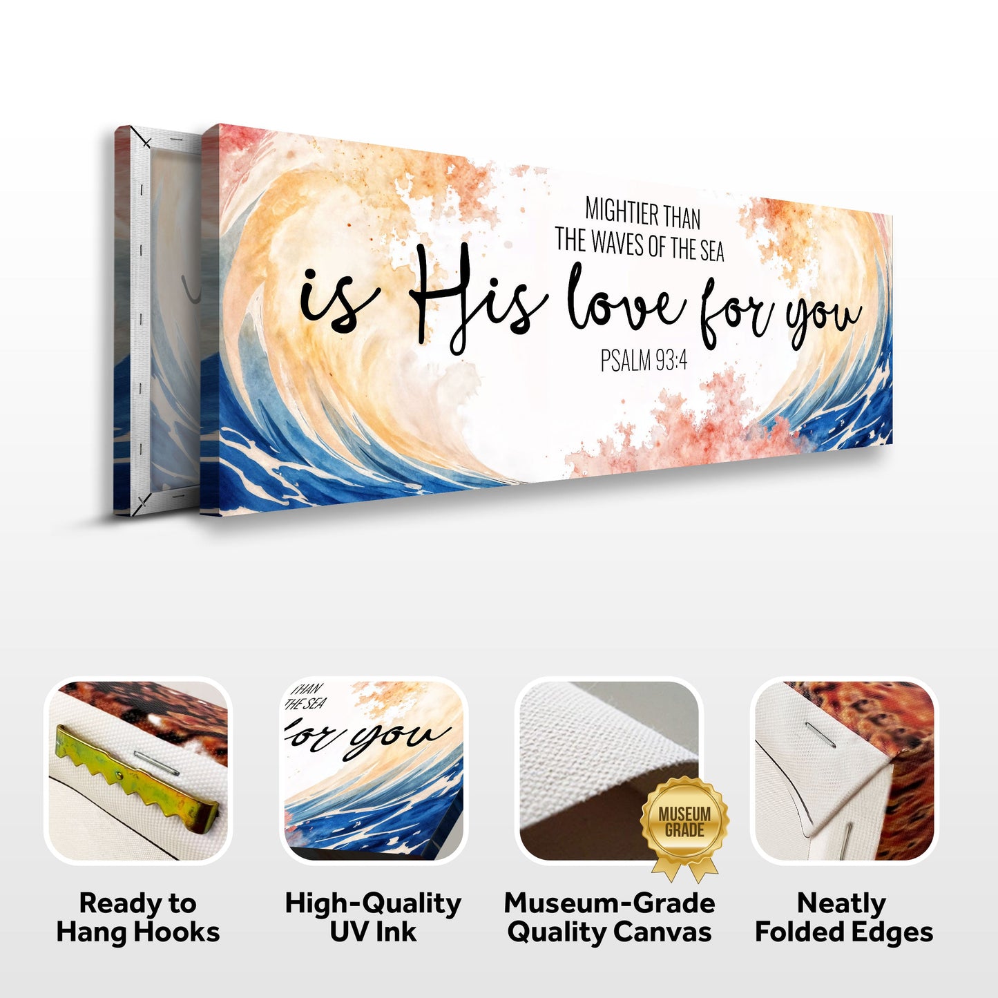 Canvas print Mightier Than the Waves of the Sea Psalm 93:4 Faith Sign III by Tailored Canvases on Tampa Home & Garden Store