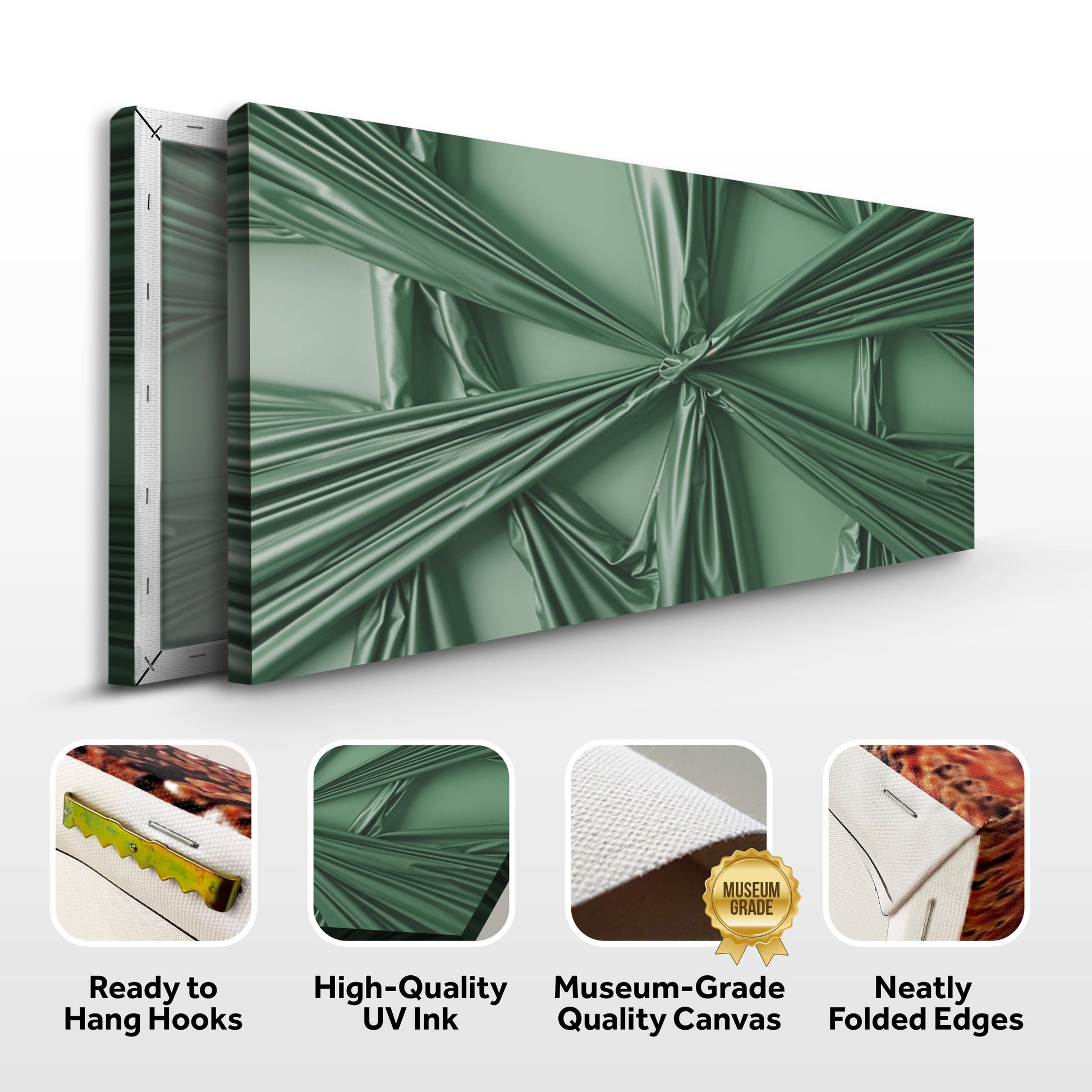 Modern Abstract Minimalist Wall Art VI canvas by Tailored Canvases, green draped fabric on Tampa Home & Garden Store