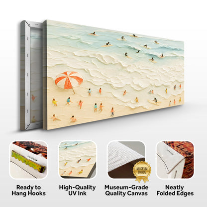 Beach Days Wall Art XIII canvas by Tailored Canvases, coastal surfers on blue-green ocean on Tampa Home & Garden Store