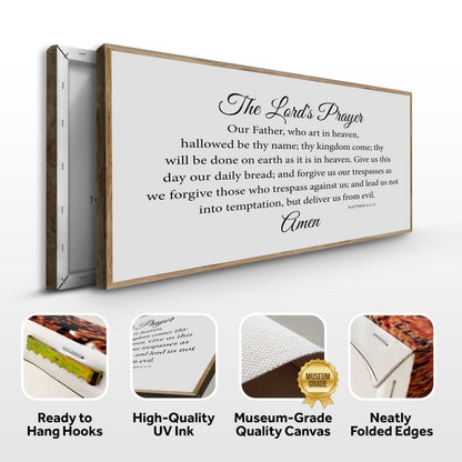 The Lord's Prayer Faith Sign canvas by Tailored Canvases in a light gray with wood frame on Tampa Home & Garden Store