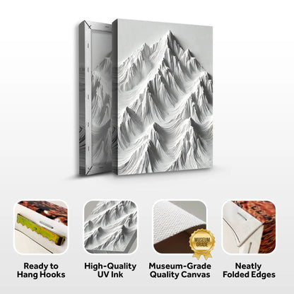 White Mountain Wall Art canvas by Tailored Canvases, grayscale 3D mountain ridge design on Tampa Home & Garden Store