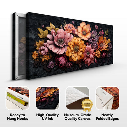 Canvas wall art Floral Realistic by Tailored Canvases with vibrant flowers on dark background on Tampa Home & Garden Store