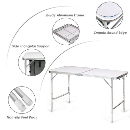 Mesa de camping plegable de altura regulable - Gris