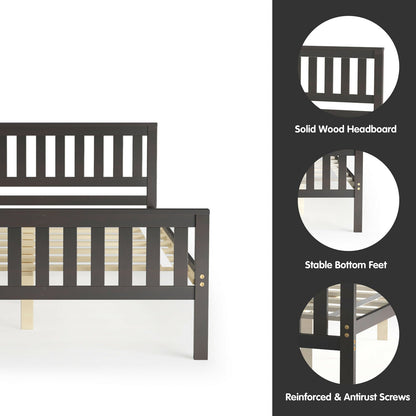 Cama de plataforma de madera de tamaño completo con cabecero