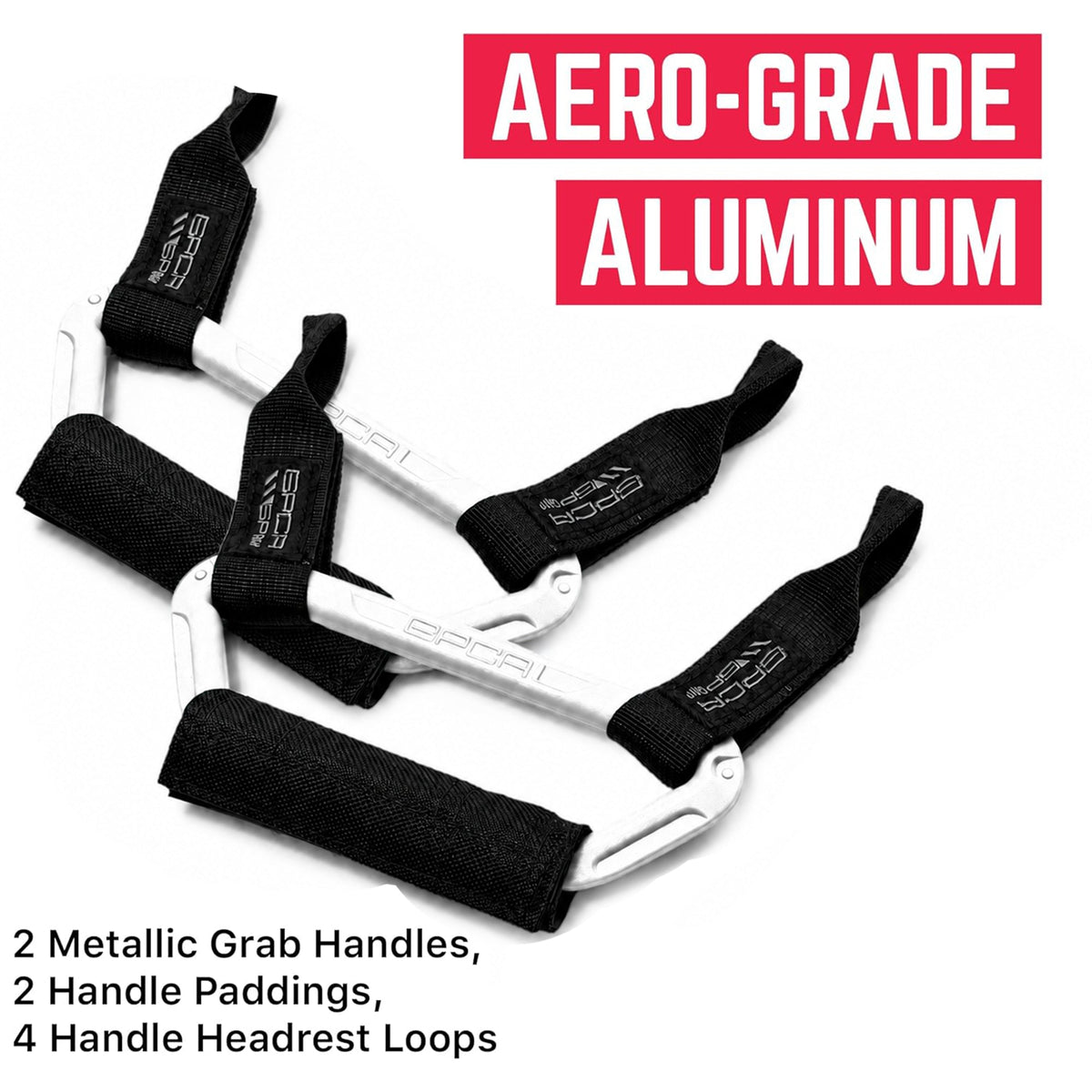 GP Back Grip PRO rear headrest handles with aero-grade aluminum frames and black nylon straps 2-pack on Tampa Home & Garden Store