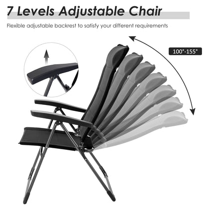 GemGear 2-pack portable patio folding dining chairs with adjustable headrests black on Tampa Home & Garden Store