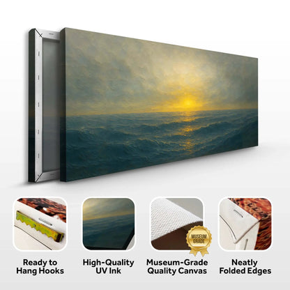 Waterscape Abstract Wall Art IV canvas, 3-panel sea sunset in blue-gold Tailored Canvases on Tampa Home & Garden Store