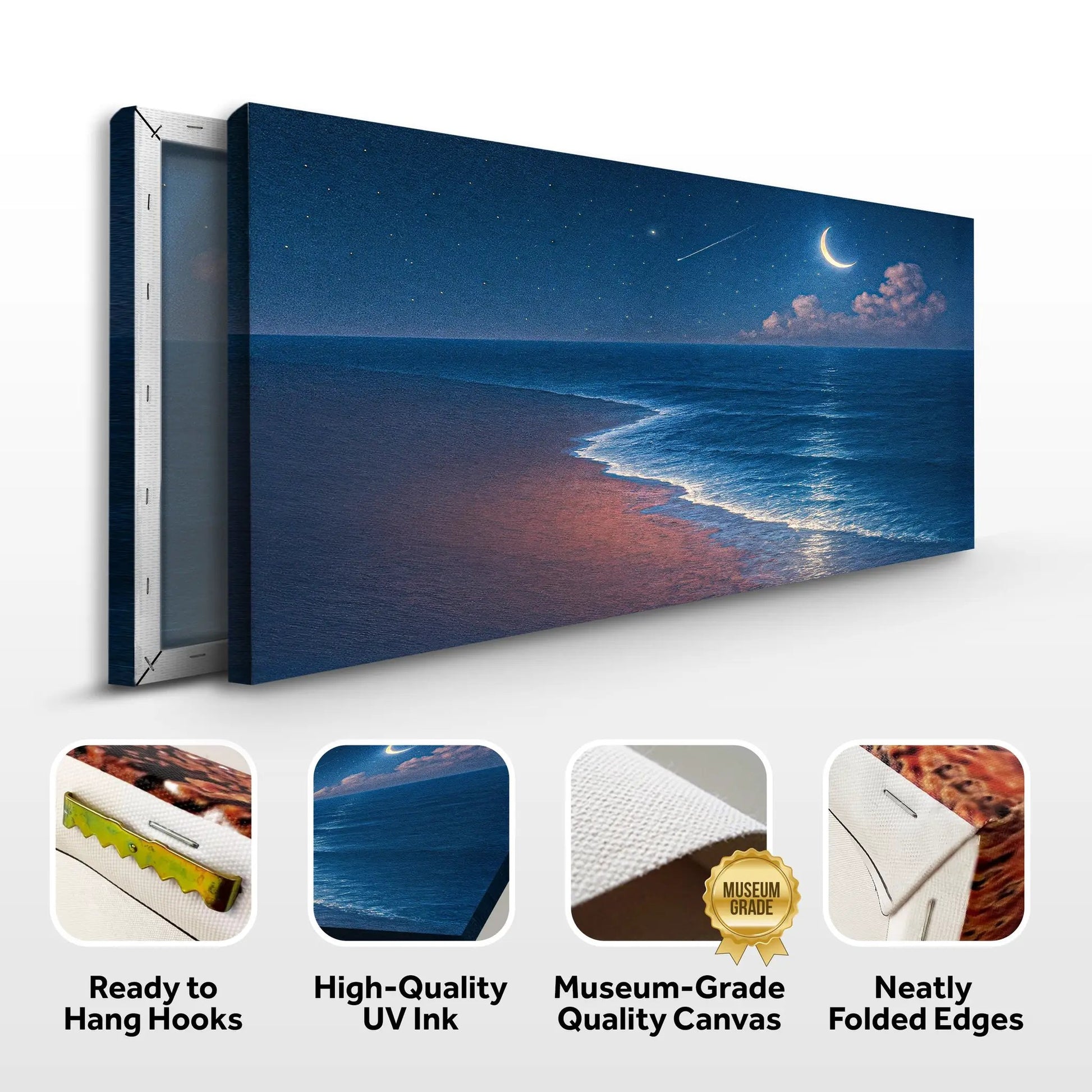 Beach Shoreline Coastal Wall Art V canvas by Tailored Canvases in deep blue night sky on Tampa Home & Garden Store