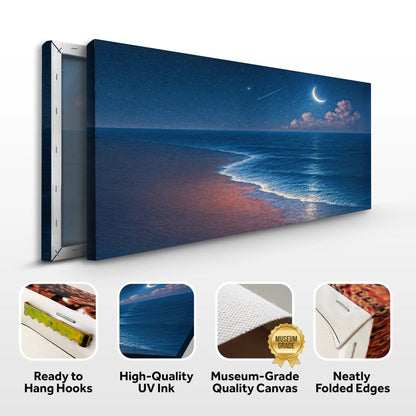 Beach Shoreline Coastal Wall Art V canvas by Tailored Canvases in deep blue night sky on Tampa Home & Garden Store