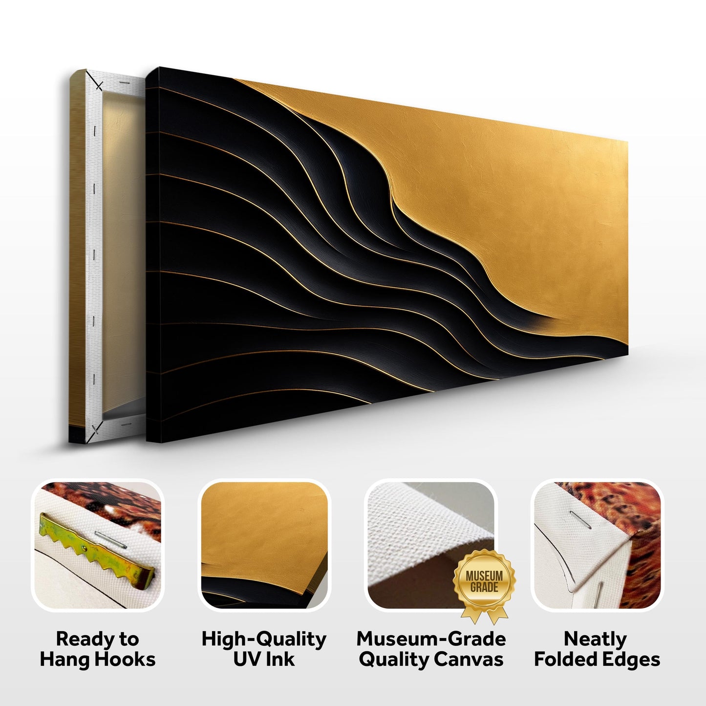 Black and gold minimalist abstract XI canvas by Tailored Canvases, premium crafting canvas on Tampa Home & Garden Store