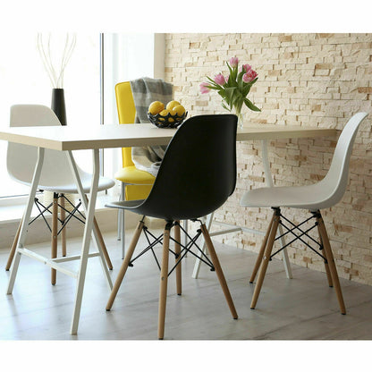 Juego de 2 sillas de comedor auxiliares DSW de mediados de siglo - Blancas