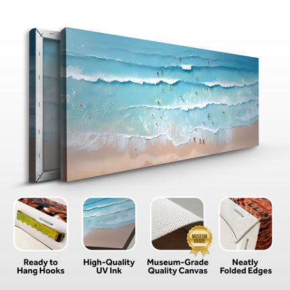 Beach Days Wall Art VIII canvas by Tailored Canvases, turquoise ocean waves with surfers on Tampa Home & Garden Store