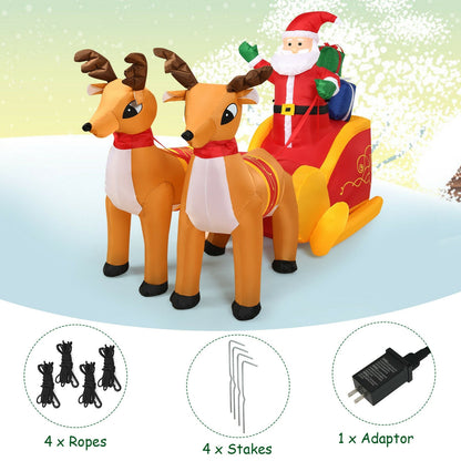 7.5 ft inflatable Santa with two reindeer and sled, DirectDeals outdoor waterproof decoration on Tampa Home & Garden Store