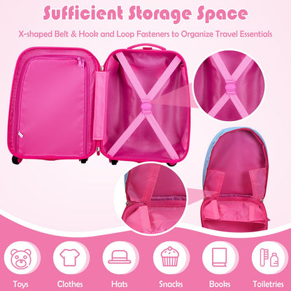 2-piece ABS kids suitcase luggage set GemGear pink with cross-strap interior on Tampa Home & Garden Store