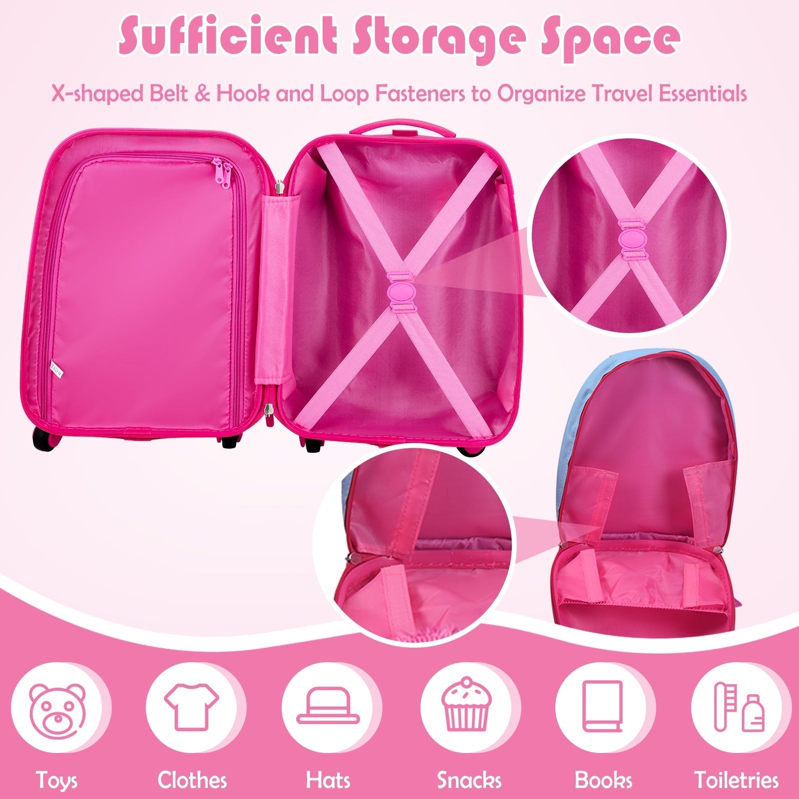 GemGear 2-piece ABS kids suitcase backpack set in pink on Tampa Home & Garden Store