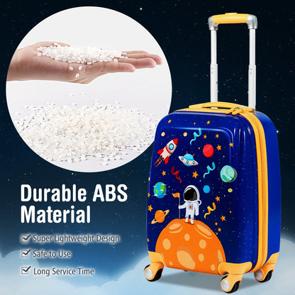 GemGear 2pc luggage set rolling suitcase and backpack, blue space-themed design with astronaut on Tampa Home & Garden Store