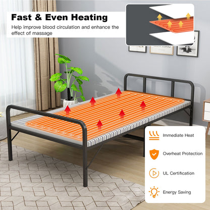 Calentador de cama de masaje de 71 x 31 pulgadas con 5 ajustes de calor