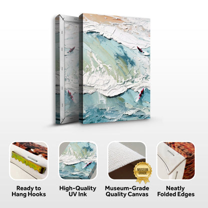 3D Sea Wall Art canvas, two-panel textured coastal waves in teal and ivory by Tailored Canvases on Tampa Home & Garden Store