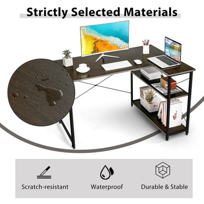 48 Inch Reversible L Shaped Computer Desk with Adjustable Shelf