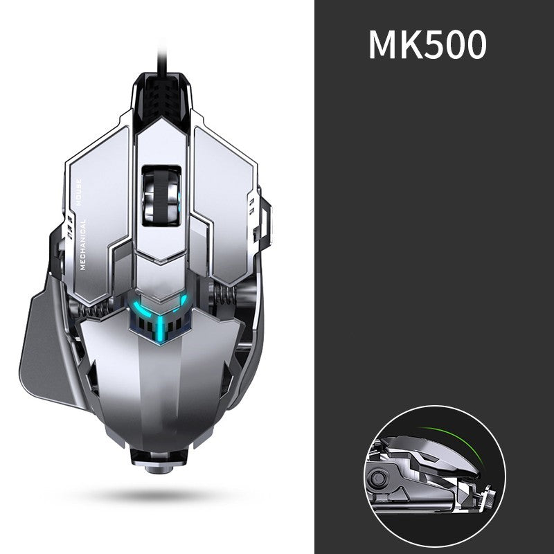 Gaming Ergonomic Wired Mouse Stevvex, 6400DPI, silver metallic body with blue LED accents on Tampa Home & Garden Store