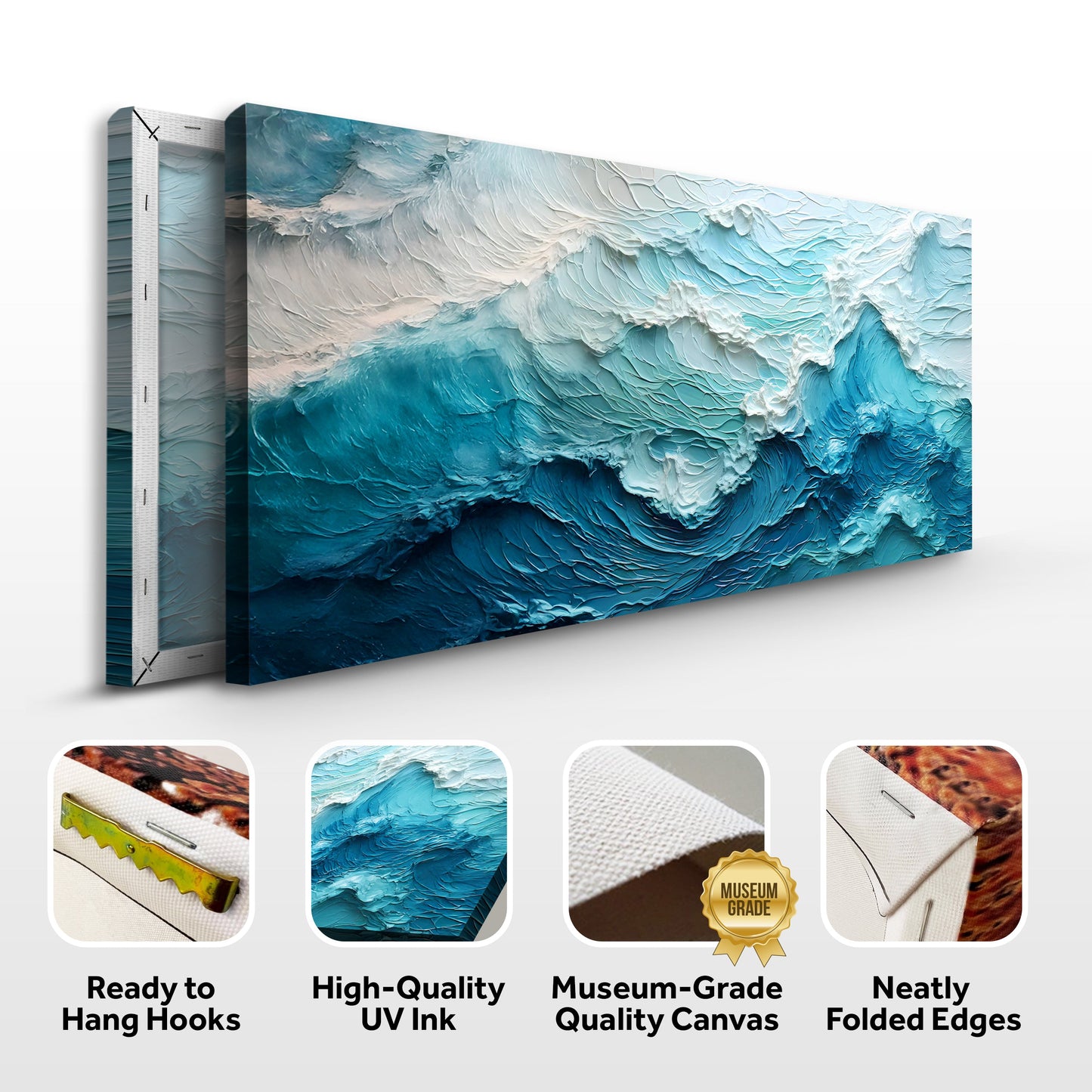 Blue Ocean Coastal Wall Art II Canvas 3-panel blue ocean waves Tailored Canvases on Tampa Home & Garden Store