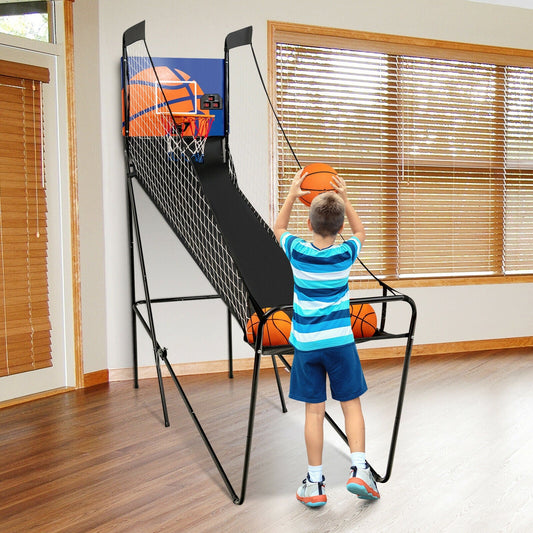 Foldable Single Shot Basketball Arcade Game with Electronic Scorer and Basketballs - Tampa Home & Garden Store