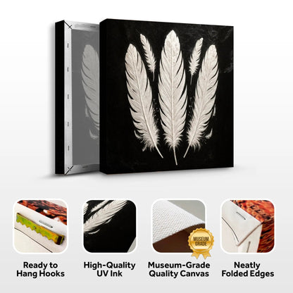 Minimalist monochrome feather canvas wall art by Tailored Canvases on Tampa Home & Garden Store