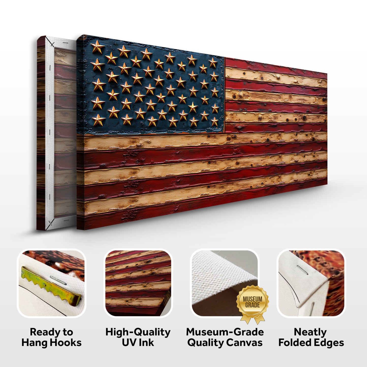 Old Glory American Flag Wall Art canvas by Tailored Canvases; craft-ready rustic panels on Tampa Home & Garden Store