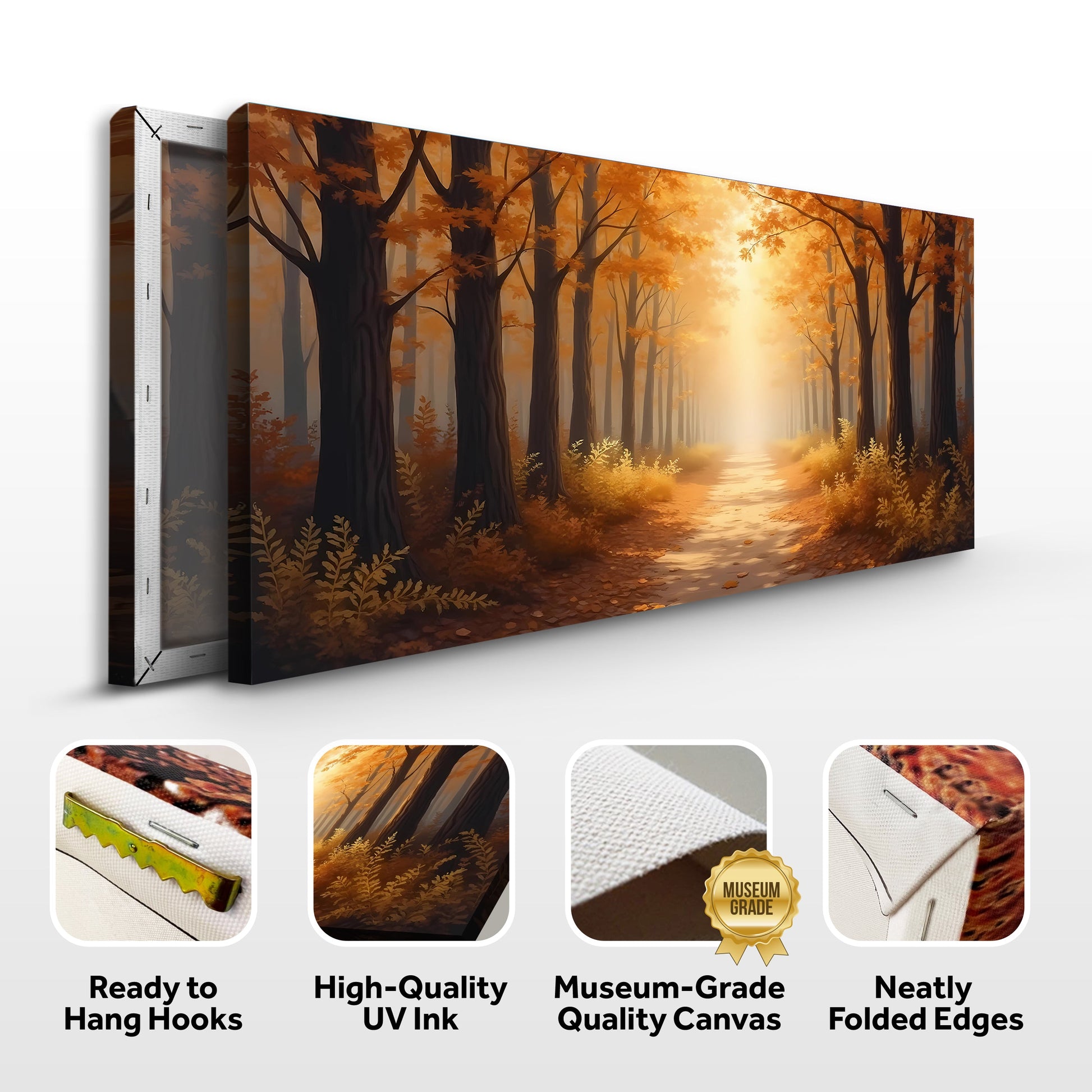 Abstract Forest Landscape Canvas by Tailored Canvases, warm orange autumn forest scene on Tampa Home & Garden Store