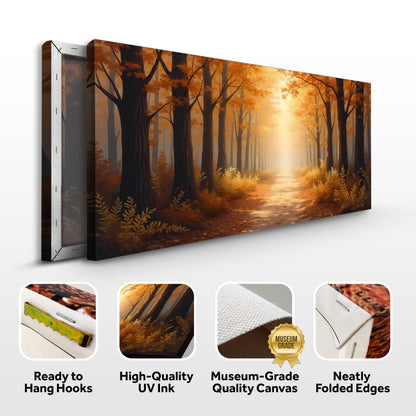 Abstract Forest Landscape Canvas by Tailored Canvases, warm orange autumn forest scene on Tampa Home & Garden Store